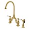 Kingston Brass Bridge Kitchen Faucet with Brass Sprayer, Brushed Brass KS7797PLBS - alternate 1
